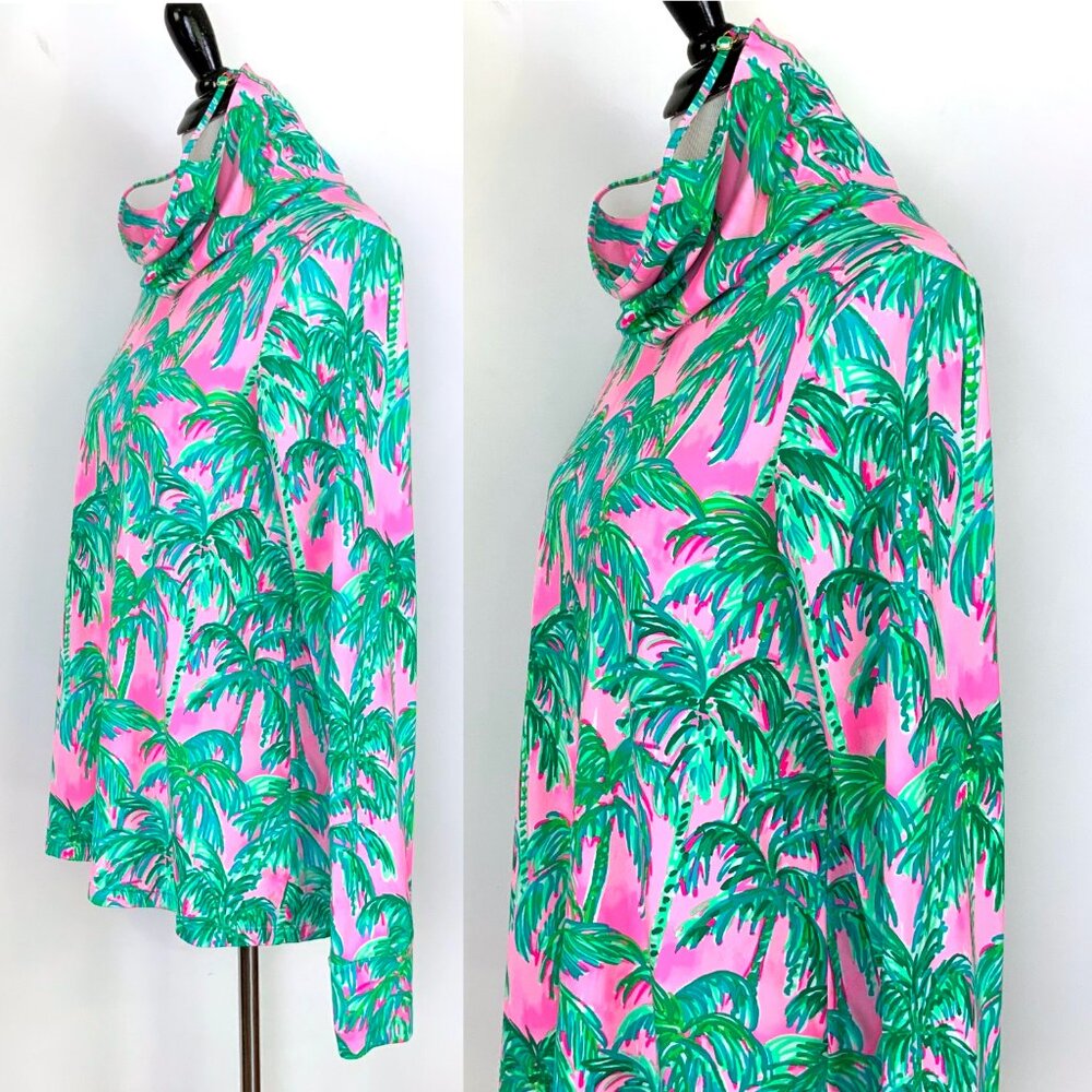 New Lilly Pulitzer Lilshield Palm Tree UPF 50+ Cowlneck Top Sz M - Picture 6 of 16
